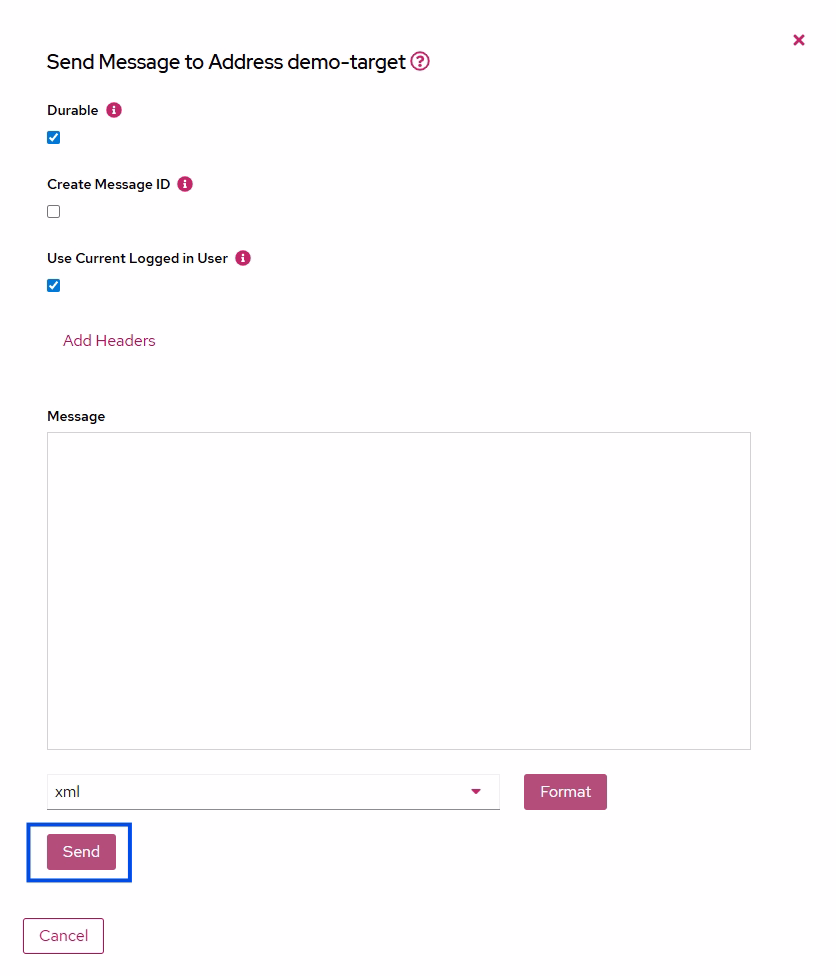 send message pop-up