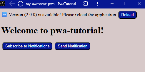 new version notification with version