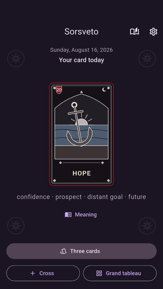 The same screen on the Gothic deck in dark mode